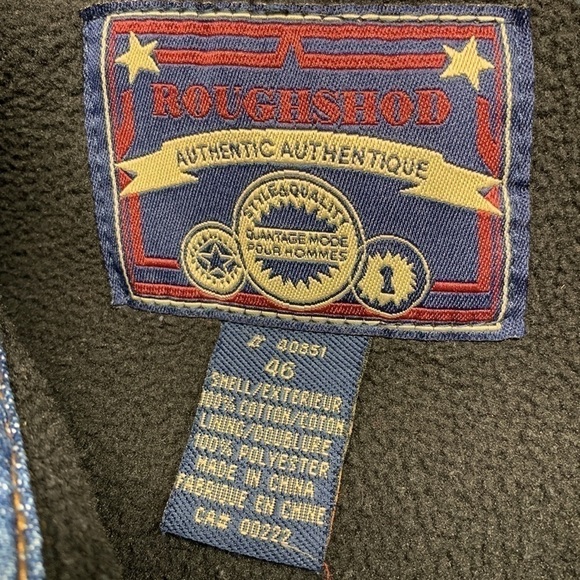 Roughshod Lined Trucker Denim Jean Shacket Jacket Size 46 Medium Blue Wash - Picture 6 of 12